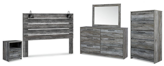 Baystorm King Panel Headboard with Mirrored Dresser, Chest and Nightstand Rent Wise Rent To Own Jacksonville, Florida