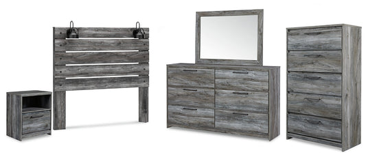 Baystorm Queen Panel Headboard with Mirrored Dresser, Chest and Nightstand Rent Wise Rent To Own Jacksonville, Florida