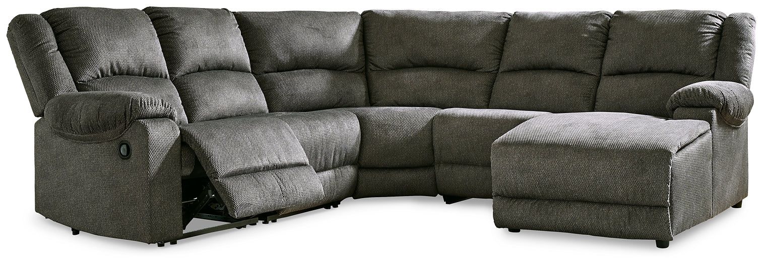 Benlocke 5-Piece Reclining Sectional with Chaise Rent Wise Rent To Own Jacksonville, Florida