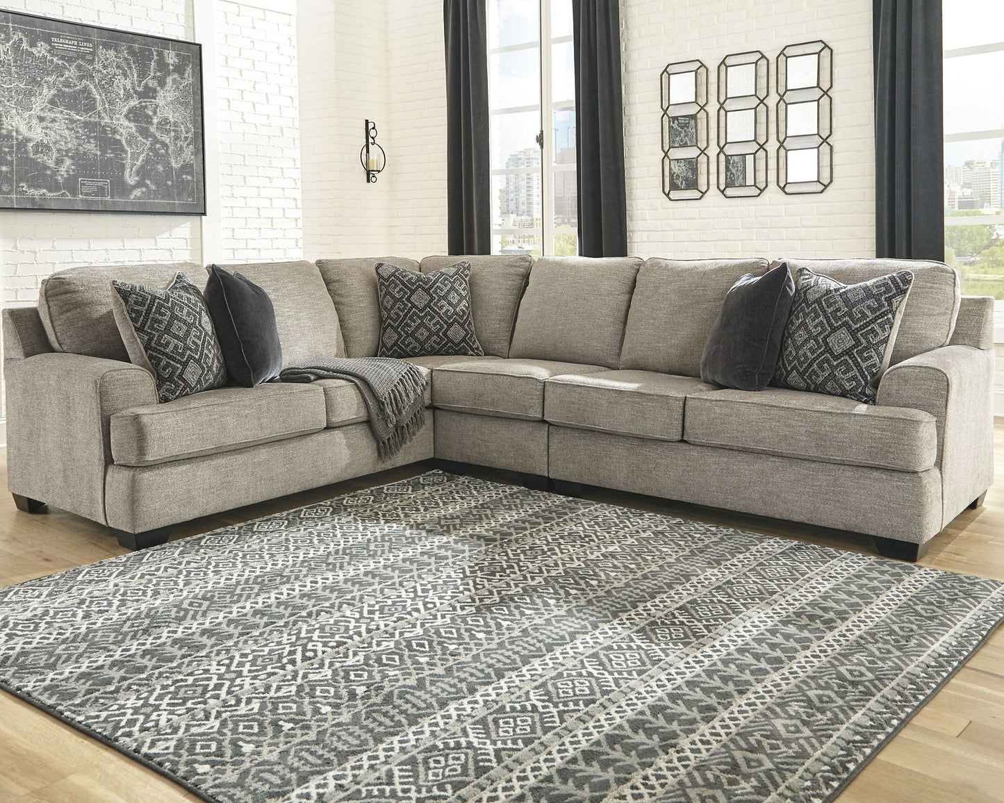 Bovarian 3-Piece Sectional with Ottoman Rent Wise Rent To Own Jacksonville, Florida
