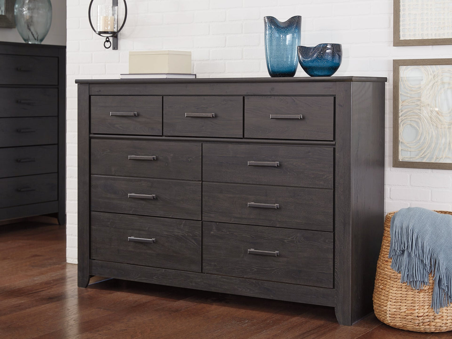 Brinxton Full Panel Headboard with Mirrored Dresser, Chest and Nightstand Rent Wise Rent To Own Jacksonville, Florida