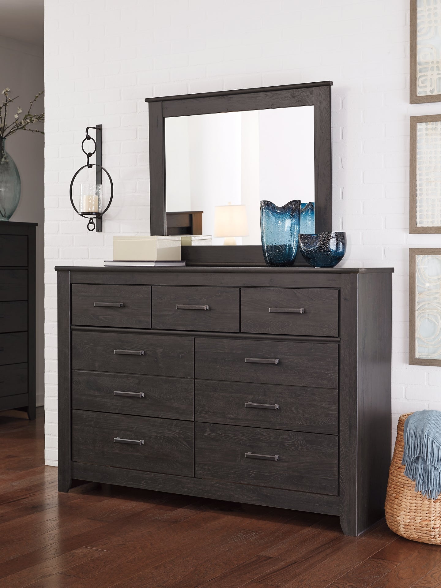 Brinxton Full Panel Headboard with Mirrored Dresser, Chest and Nightstand Rent Wise Rent To Own Jacksonville, Florida