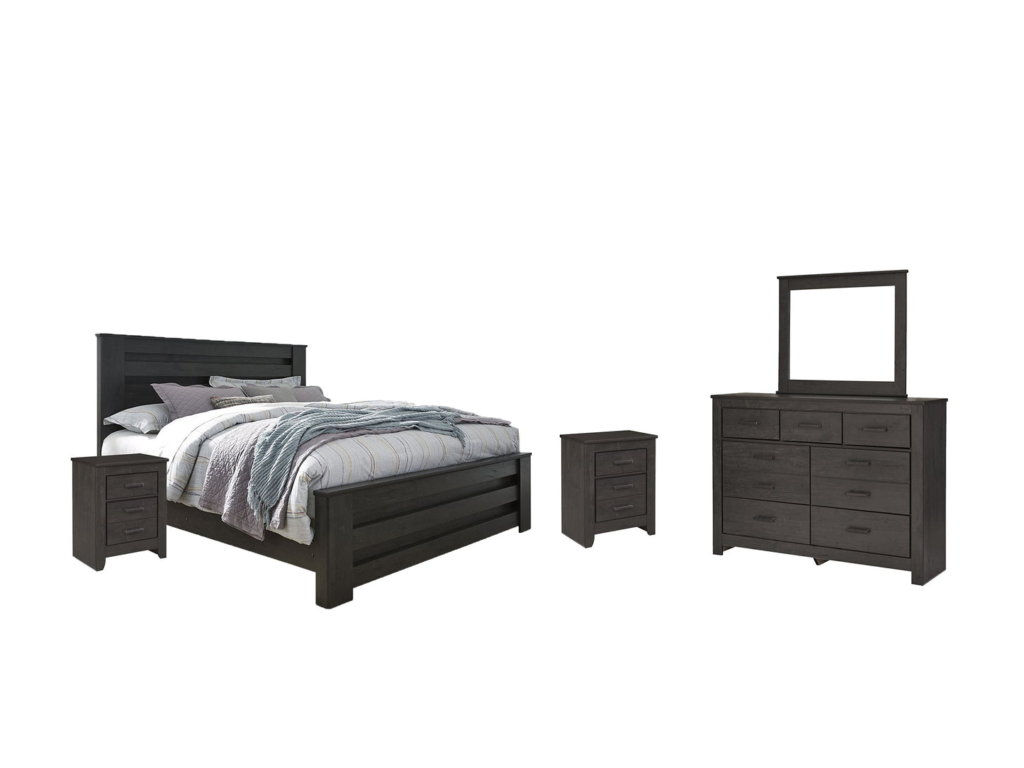 Brinxton King Panel Bed with Mirrored Dresser and 2 Nightstands Rent Wise Rent To Own Jacksonville, Florida