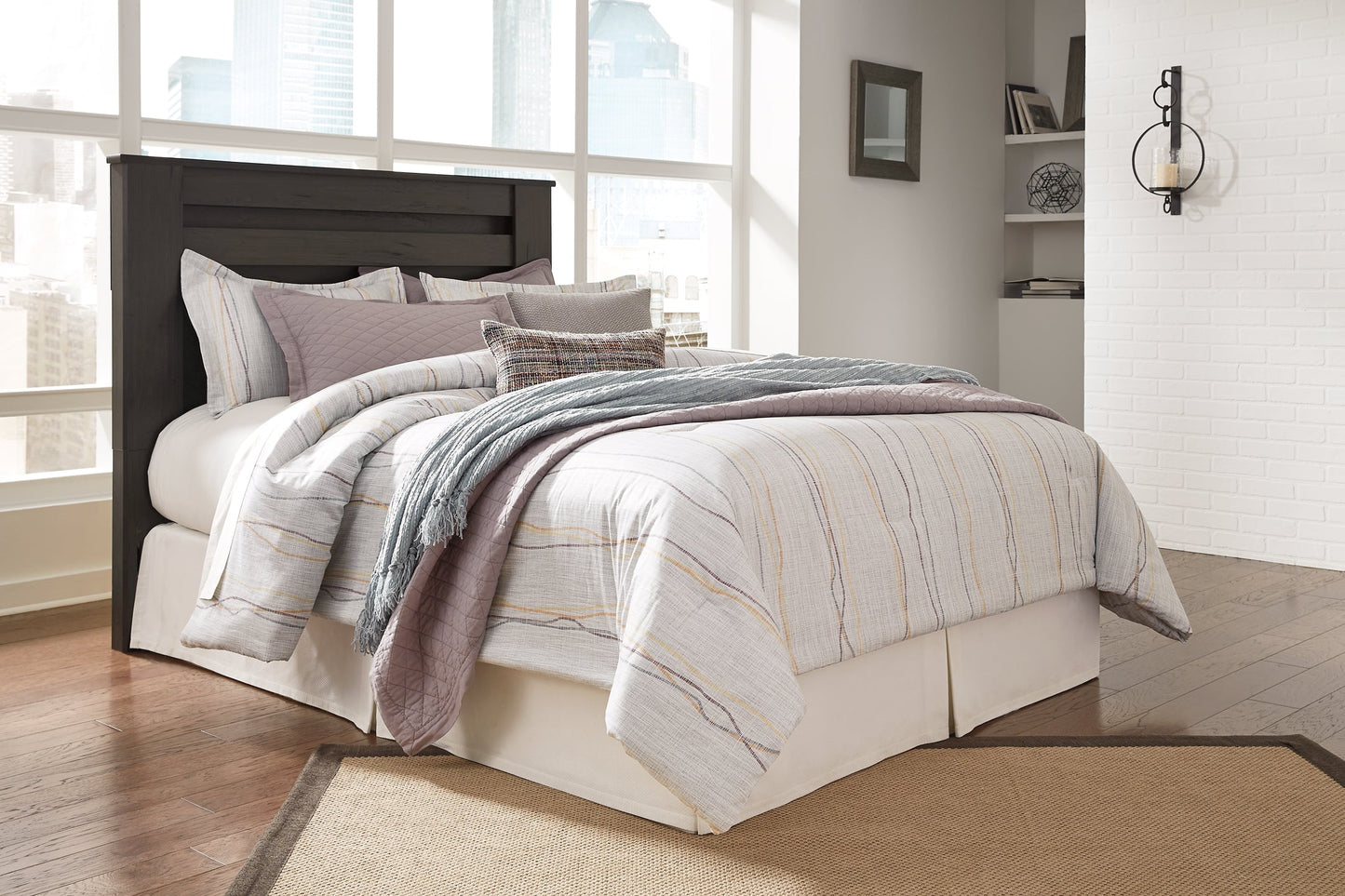 Brinxton Queen Panel Bed with Mirrored Dresser and Chest Rent Wise Rent To Own Jacksonville, Florida