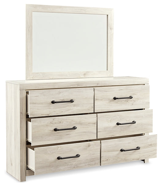 Cambeck King Panel Bed with 2 Storage Drawers with Mirrored Dresser and Nightstand Rent Wise Rent To Own Jacksonville, Florida