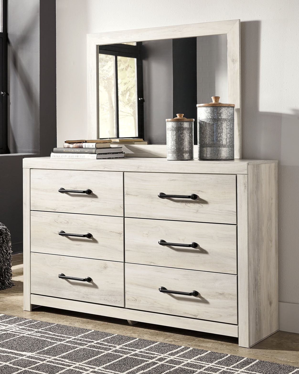 Cambeck King Panel Bed with Mirrored Dresser and 2 Nightstands Rent Wise Rent To Own Jacksonville, Florida