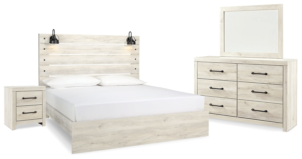 Cambeck King Panel Bed with Mirrored Dresser and Nightstand Rent Wise Rent To Own Jacksonville, Florida