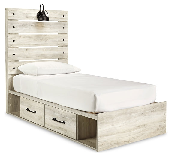 Cambeck Twin Panel Bed with 4 Storage Drawers with Mirrored Dresser, Chest and Nightstand Rent Wise Rent To Own Jacksonville, Florida
