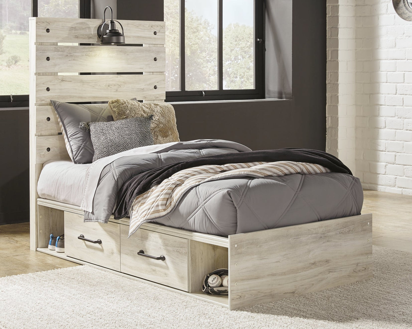 Cambeck Twin Panel Bed with 4 Storage Drawers with Mirrored Dresser Rent Wise Rent To Own Jacksonville, Florida