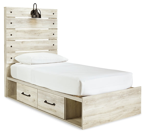 Cambeck Twin Panel Bed with 4 Storage Drawers with Mirrored Dresser Rent Wise Rent To Own Jacksonville, Florida