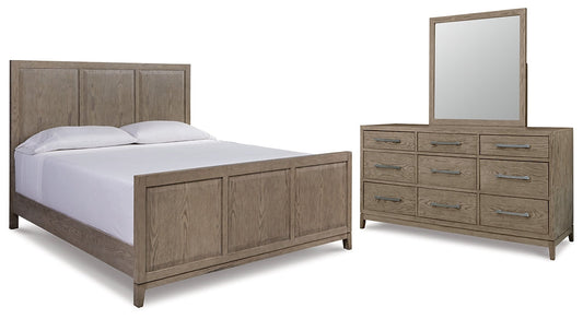 Chrestner California King Panel Bed with Mirrored Dresser Rent Wise Rent To Own Jacksonville, Florida