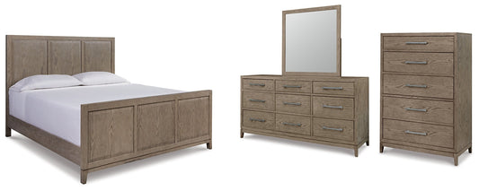 Chrestner Queen Panel Bed with Mirrored Dresser and Chest Rent Wise Rent To Own Jacksonville, Florida