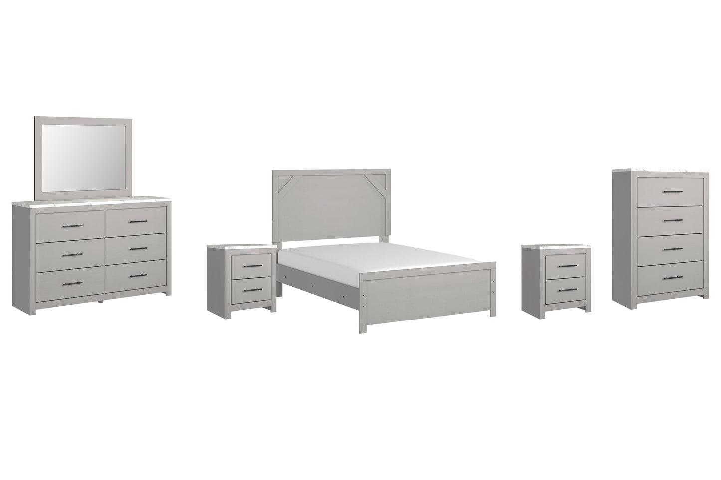 Cottonburg Full Panel Bed with Mirrored Dresser, Chest and 2 Nightstands Rent Wise Rent To Own Jacksonville, Florida