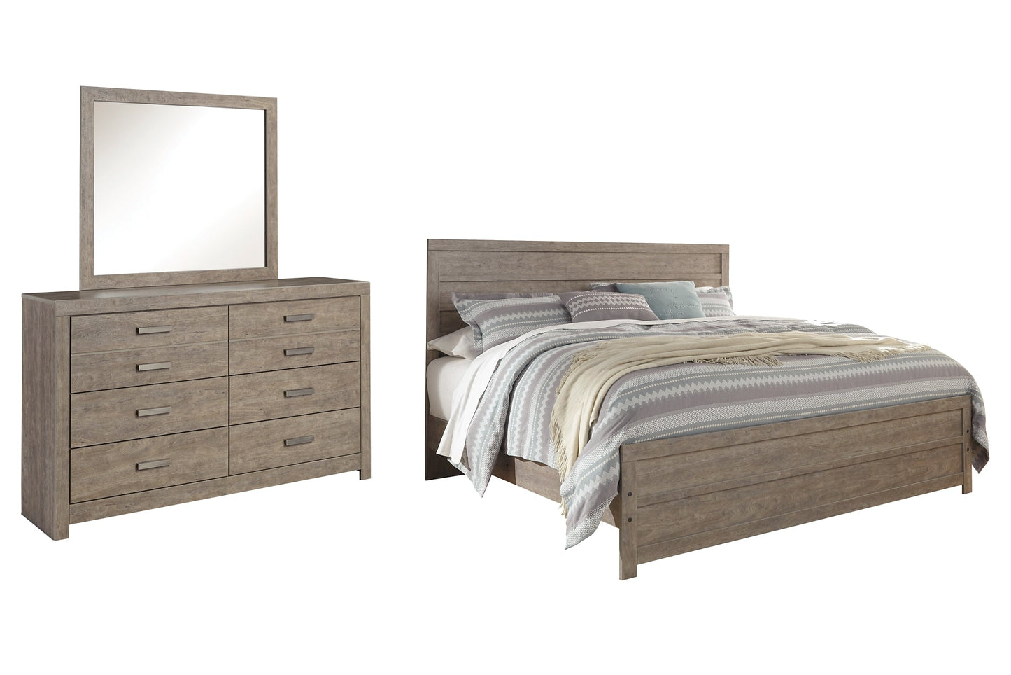 Culverbach King Panel Bed with Mirrored Dresser Rent Wise Rent To Own Jacksonville, Florida