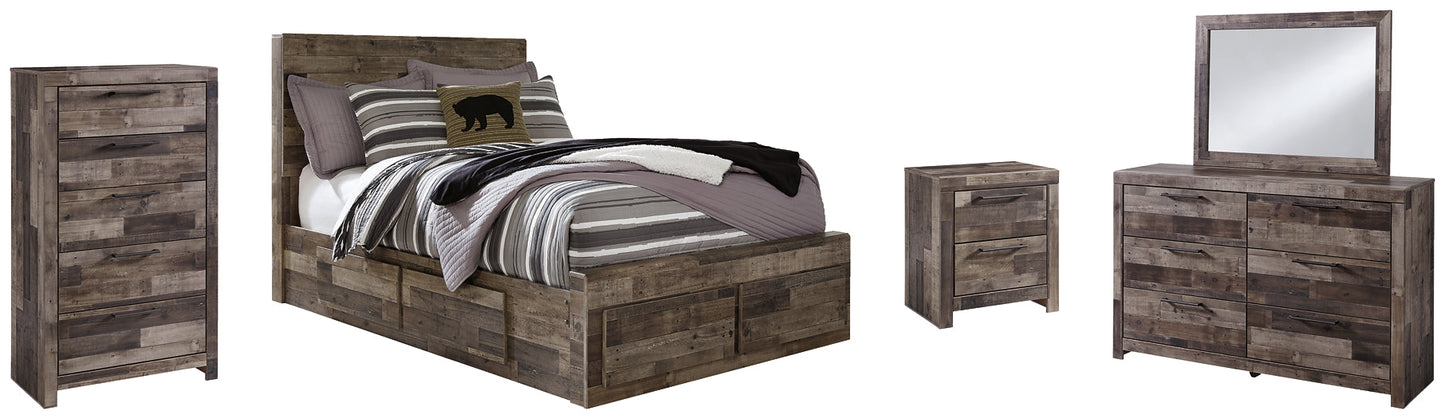 Derekson Full Panel Bed with 6 Storage Drawers with Mirrored Dresser, Chest and Nightstand Rent Wise Rent To Own Jacksonville, Florida