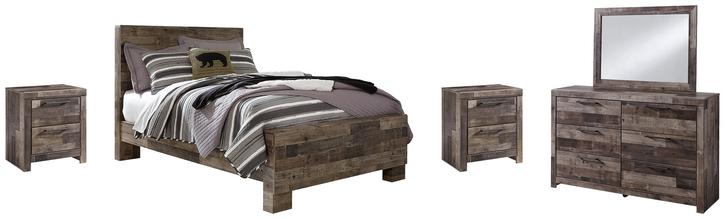 Derekson Full Panel Bed with Mirrored Dresser and 2 Nightstands Rent Wise Rent To Own Jacksonville, Florida