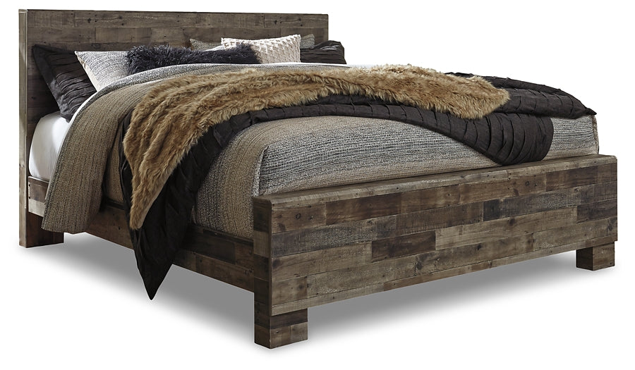 Derekson King Panel Bed with Mirrored Dresser, Chest and 2 Nightstands Rent Wise Rent To Own Jacksonville, Florida