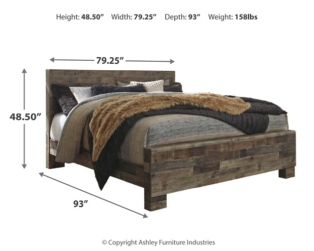 Derekson King Panel Bed with Mirrored Dresser, Chest and 2 Nightstands Rent Wise Rent To Own Jacksonville, Florida