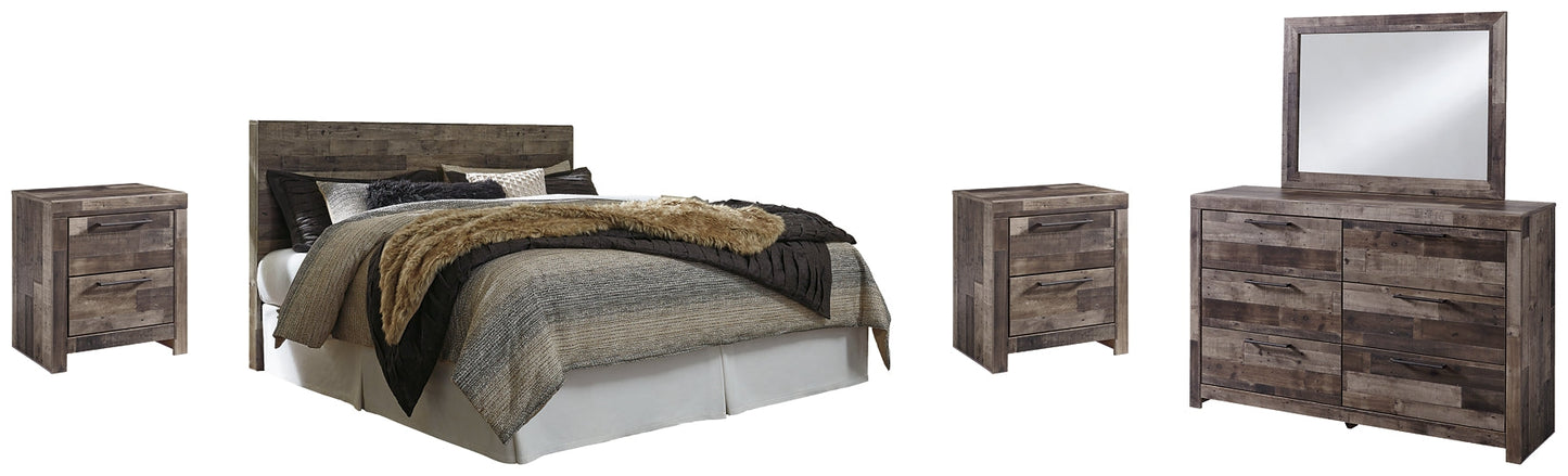 Derekson King Panel Headboard with Mirrored Dresser and 2 Nightstands Rent Wise Rent To Own Jacksonville, Florida