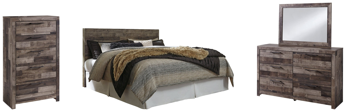 Derekson King Panel Headboard with Mirrored Dresser and Chest Rent Wise Rent To Own Jacksonville, Florida