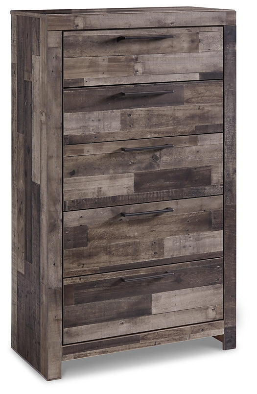 Derekson King Panel Headboard with Mirrored Dresser and Chest Rent Wise Rent To Own Jacksonville, Florida