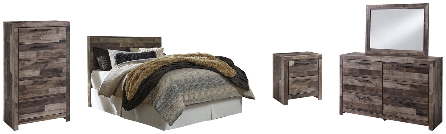 Derekson Queen/Full Panel Headboard with Mirrored Dresser, Chest and Nightstand Rent Wise Rent To Own Jacksonville, Florida