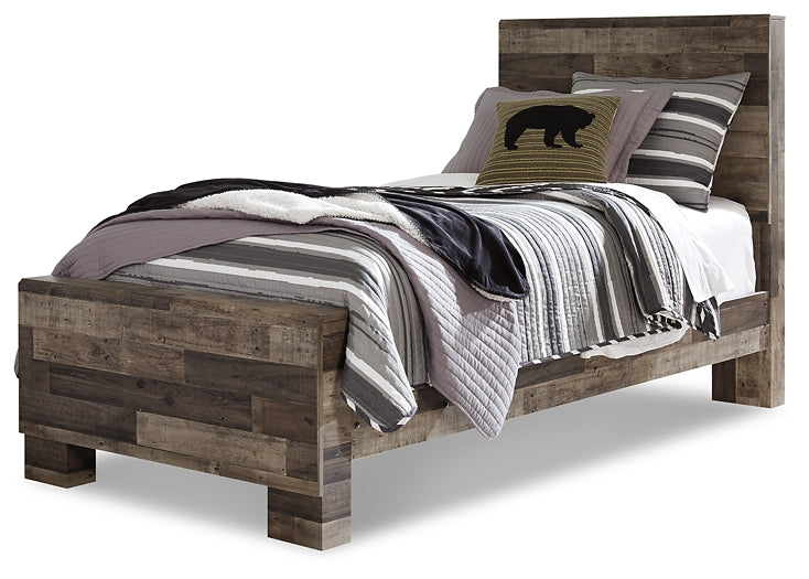 Derekson Twin Panel Bed with Mirrored Dresser and 2 Nightstands Rent Wise Rent To Own Jacksonville, Florida