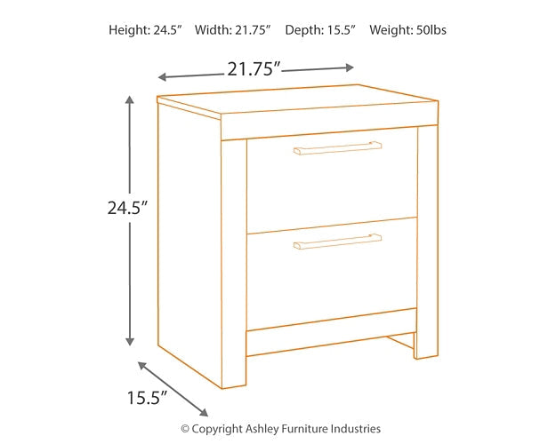 Derekson Two Drawer Night Stand Rent Wise Rent To Own Jacksonville, Florida