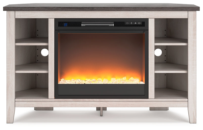 Dorrinson Corner TV Stand with Electric Fireplace Rent Wise Rent To Own Jacksonville, Florida