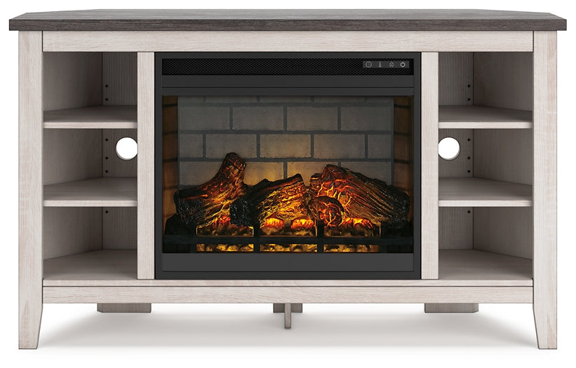 Dorrinson Corner TV Stand with Electric Fireplace Rent Wise Rent To Own Jacksonville, Florida