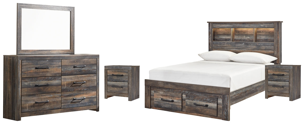 Drystan Full Bookcase Bed with 2 Storage Drawers with Mirrored Dresser and 2 Nightstands Rent Wise Rent To Own Jacksonville, Florida