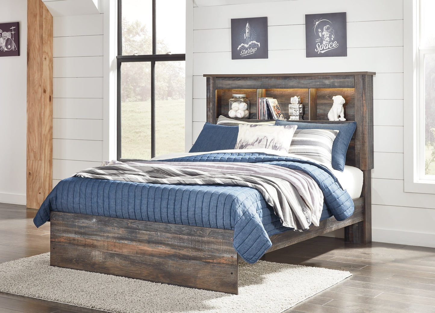 Drystan Full Bookcase Bed with Mirrored Dresser and 2 Nightstands Rent Wise Rent To Own Jacksonville, Florida