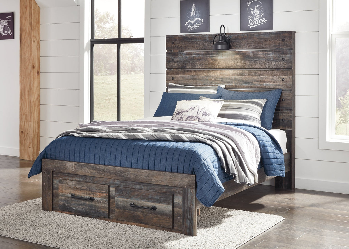Drystan Full Panel Headboard with Mirrored Dresser Rent Wise Rent To Own Jacksonville, Florida