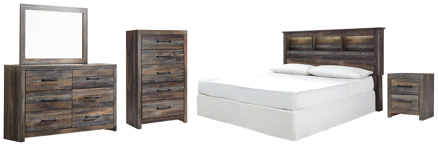 Drystan King/California King Bookcase Headboard with Mirrored Dresser, Chest and Nightstand Rent Wise Rent To Own Jacksonville, Florida