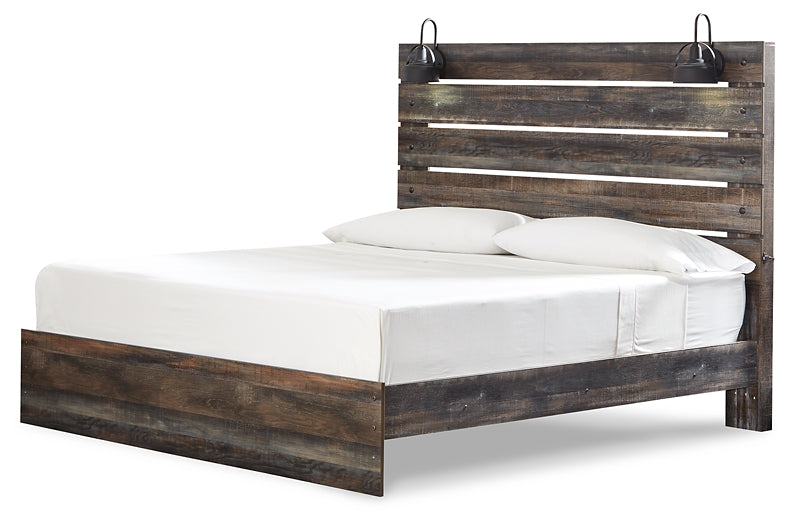 Drystan King Panel Bed with Mirrored Dresser and 2 Nightstands Rent Wise Rent To Own Jacksonville, Florida