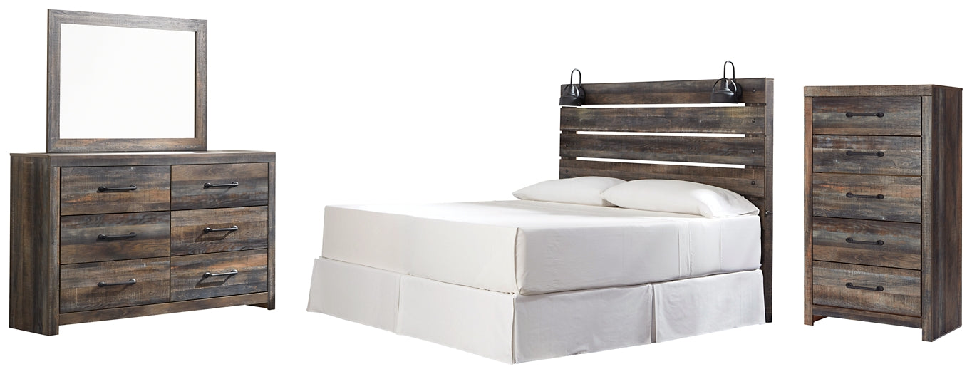 Drystan King Panel Headboard with Mirrored Dresser and Chest Rent Wise Rent To Own Jacksonville, Florida