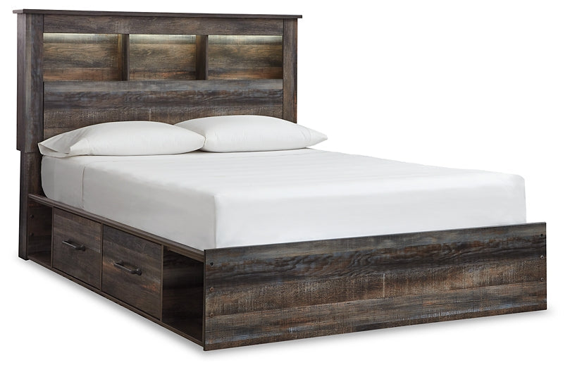 Drystan Queen Bookcase Bed with 2 Storage Drawers with Mirrored Dresser, Chest and Nightstand Rent Wise Rent To Own Jacksonville, Florida
