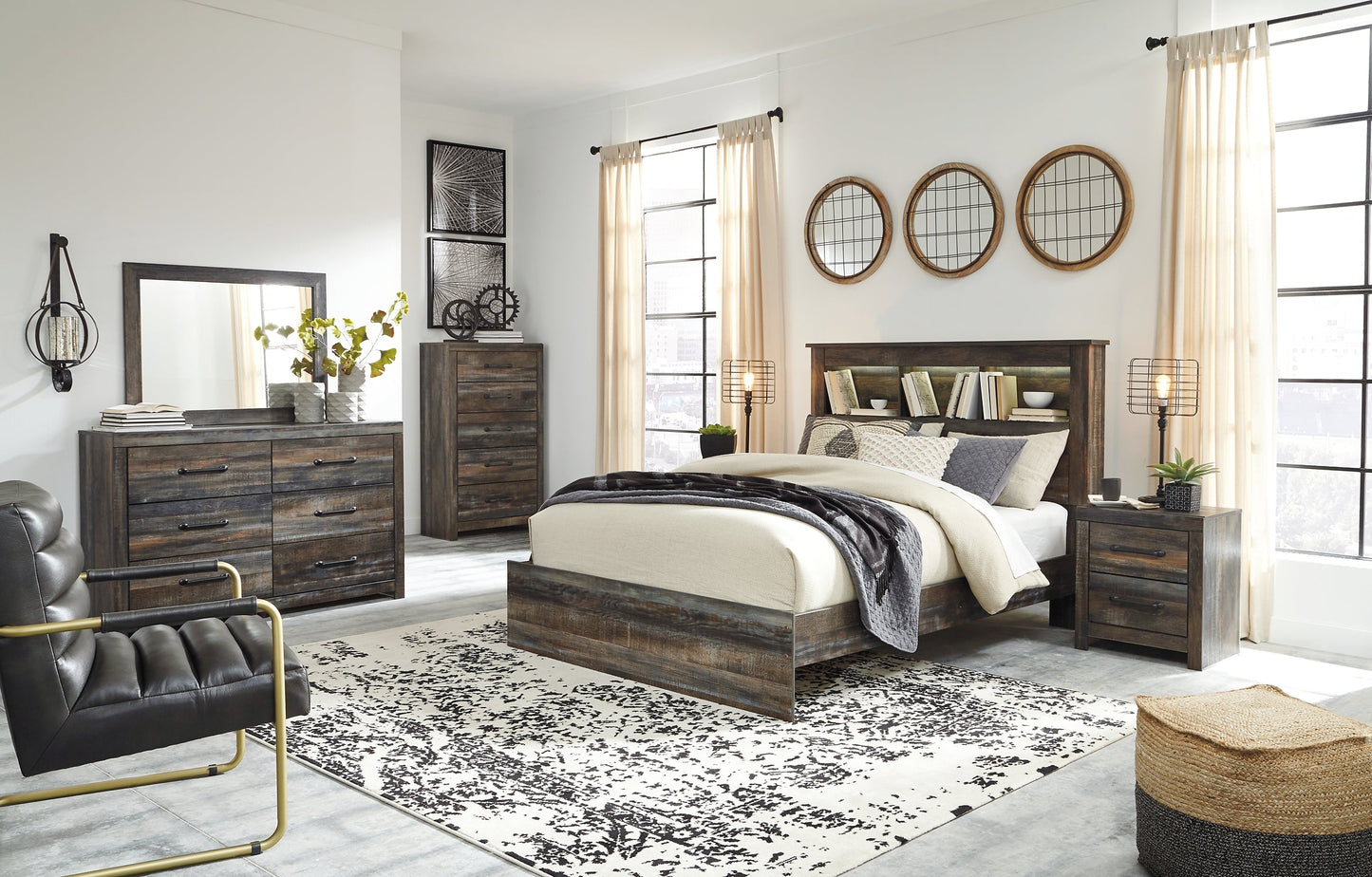 Drystan Queen Bookcase Bed with Mirrored Dresser, Chest and 2 Nightstands Rent Wise Rent To Own Jacksonville, Florida