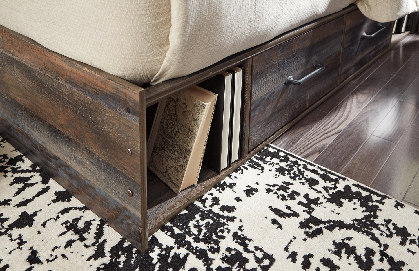 Drystan Twin Panel Bed with 4 Storage Drawers with Mirrored Dresser Rent Wise Rent To Own Jacksonville, Florida