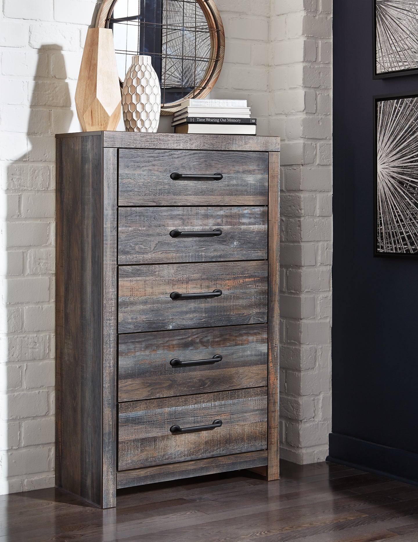 Drystan Twin Panel Bed with 4 Storage Drawers with Mirrored Dresser and Chest Rent Wise Rent To Own Jacksonville, Florida