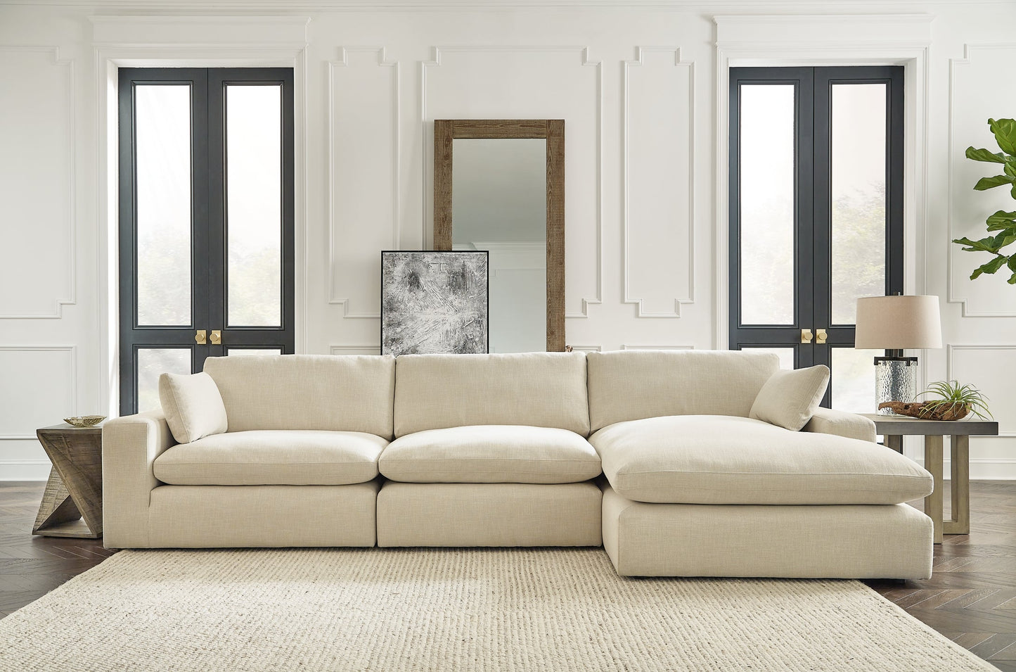 Elyza 3-Piece Sectional with Ottoman Rent Wise Rent To Own Jacksonville, Florida