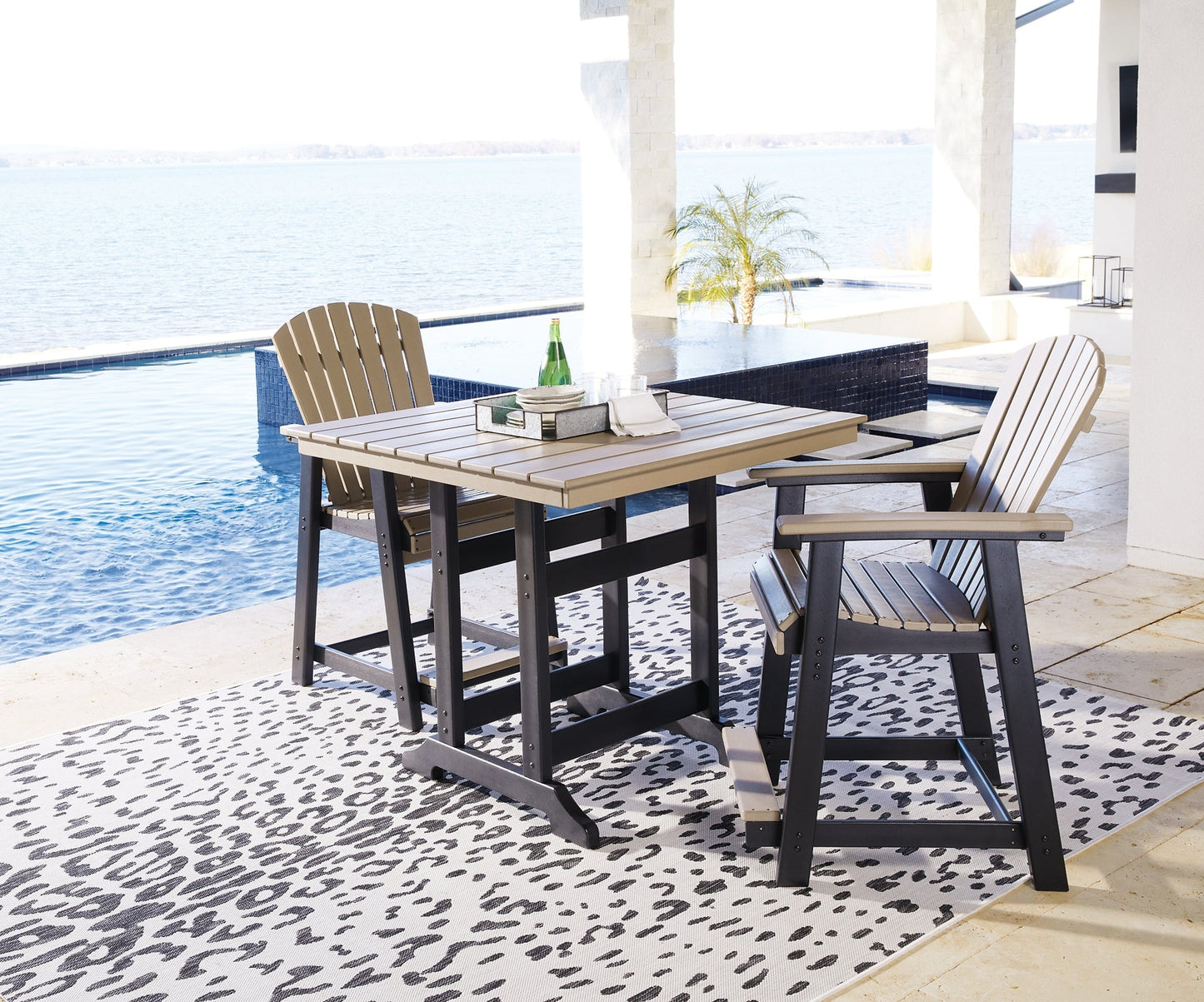 Fairen Trail Outdoor Counter Height Dining Table and 2 Barstools Rent Wise Rent To Own Jacksonville, Florida