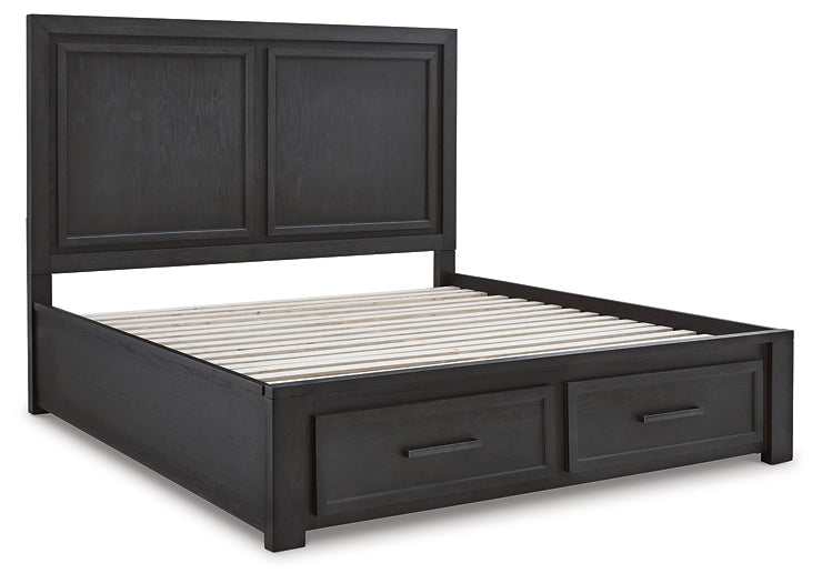 Foyland California King Panel Storage Bed with Mirrored Dresser, Chest and 2 Nightstands Rent Wise Rent To Own Jacksonville, Florida