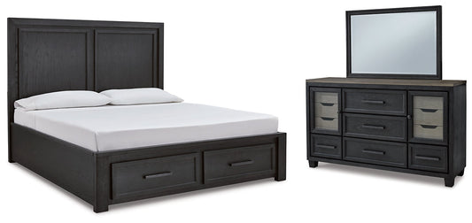 Foyland King Panel Storage Bed with Mirrored Dresser Rent Wise Rent To Own Jacksonville, Florida