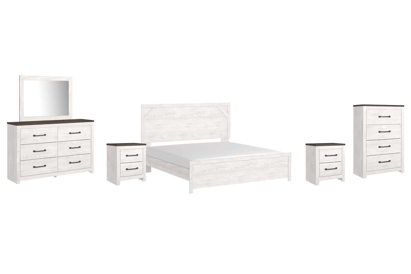 Gerridan King Panel Bed with Mirrored Dresser, Chest and 2 Nightstands Rent Wise Rent To Own Jacksonville, Florida