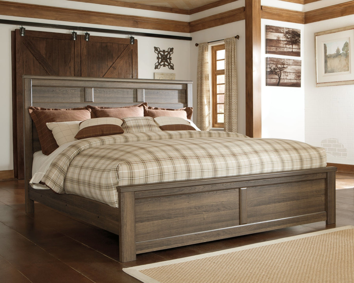 Juararo California King Panel Bed with Mirrored Dresser Rent Wise Rent To Own Jacksonville, Florida