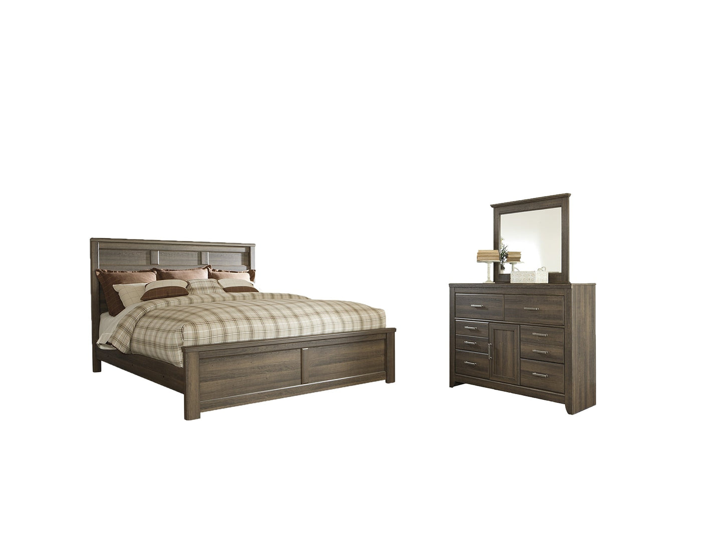 Juararo California King Panel Bed with Mirrored Dresser Rent Wise Rent To Own Jacksonville, Florida
