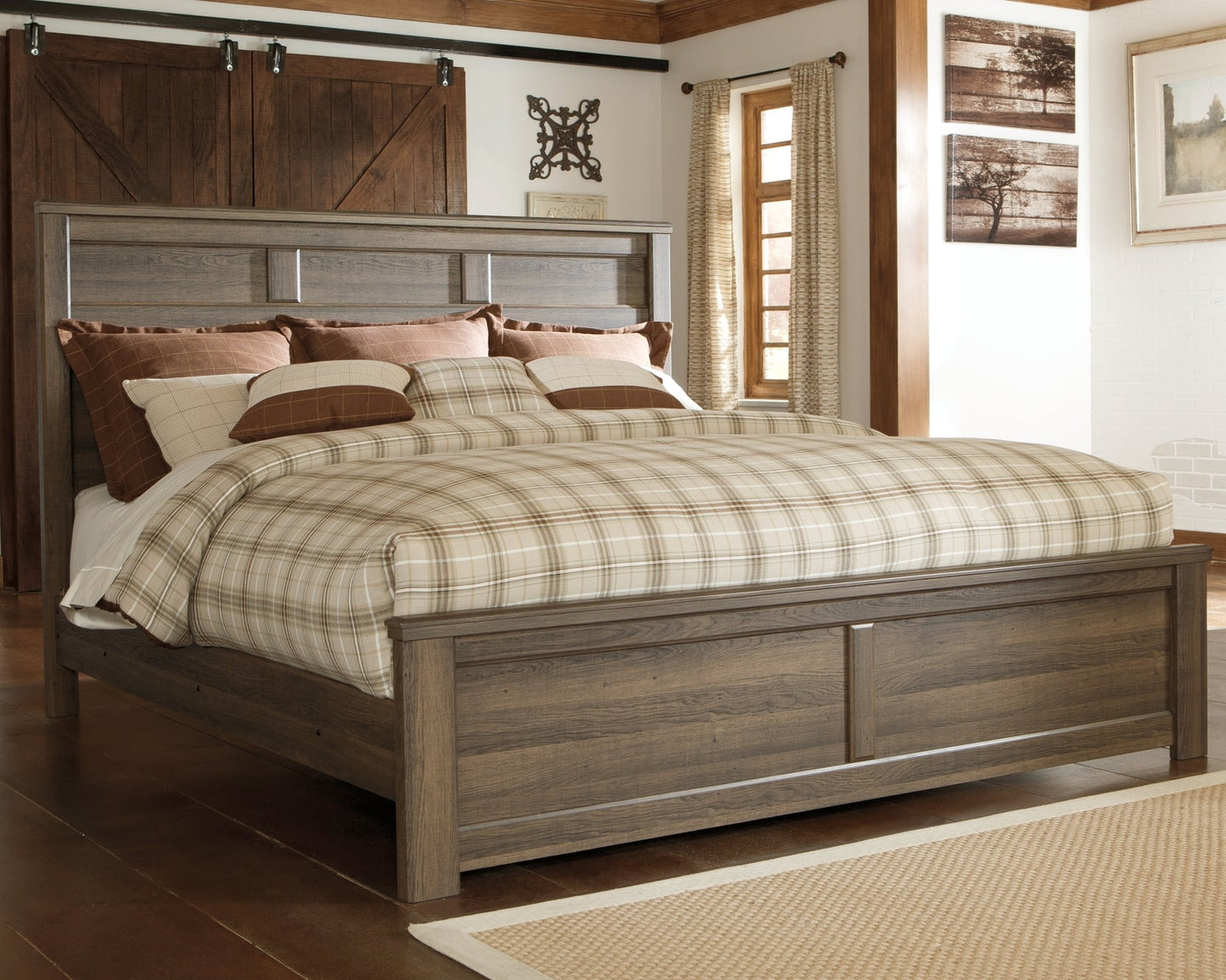 Juararo King Panel Bed with Mirrored Dresser and Chest Rent Wise Rent To Own Jacksonville, Florida