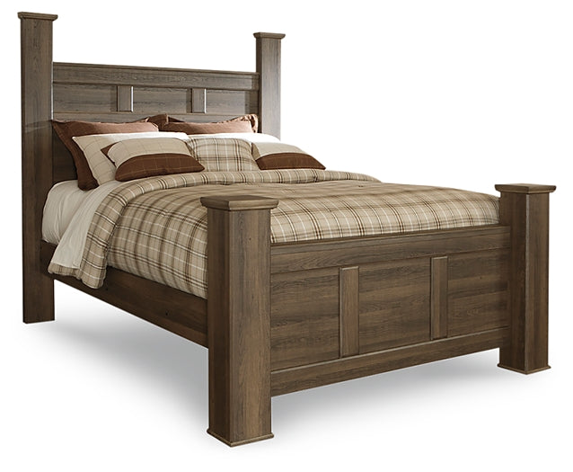 Juararo Queen Poster Headboard with Mirrored Dresser and Nightstand Rent Wise Rent To Own Jacksonville, Florida
