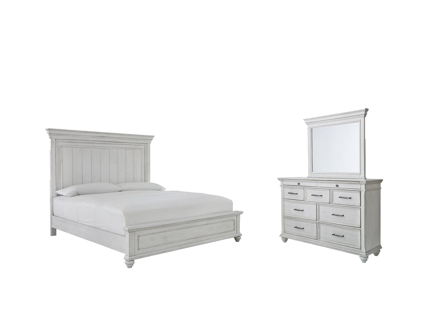 Kanwyn King Panel Bed with Mirrored Dresser Rent Wise Rent To Own Jacksonville, Florida